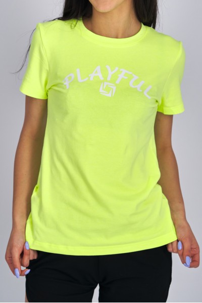 Tricou dama PLAYFUL fosforescent