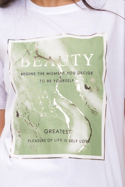 TRICOU DAMA 7963 ALB / VERDE DESCHIS
